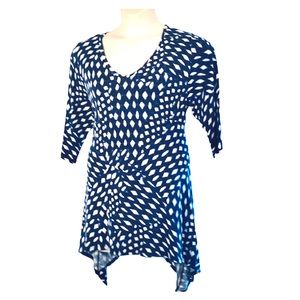 Karen Kane blue/white top, 2X